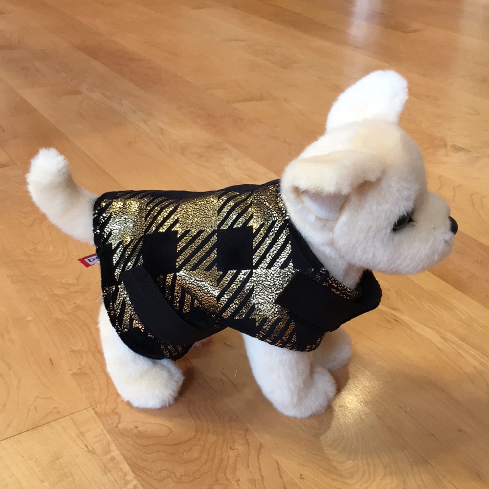 Handmade Fleece Dog Jacket Metallic Plaid